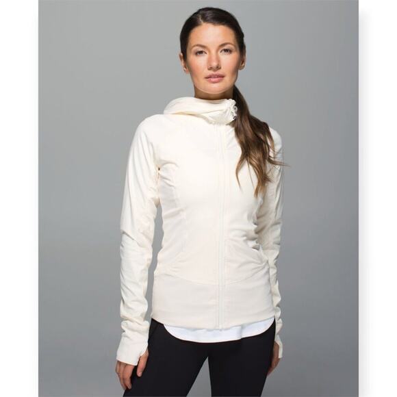 Lululemon In Flux Jacket SIZE 8 Cream Off White Luon Swift Lightweight Thumbhole - Picture 1 of 12